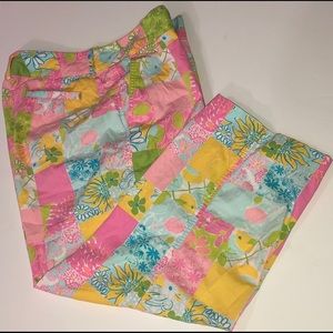 Lilly Pullitzer Crop Pants Patchwork Cotton Sz 12